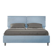 BS COM Letto matrimoniale contenitore imbottito 160x190 microfibra azzurro