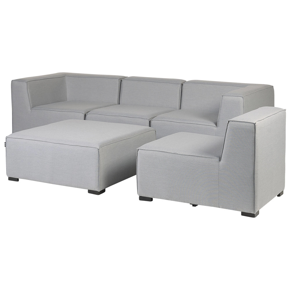 Set divano modulare 4 posti con pouf rivestimento in tessuto grigio salotto da giardino ottomana