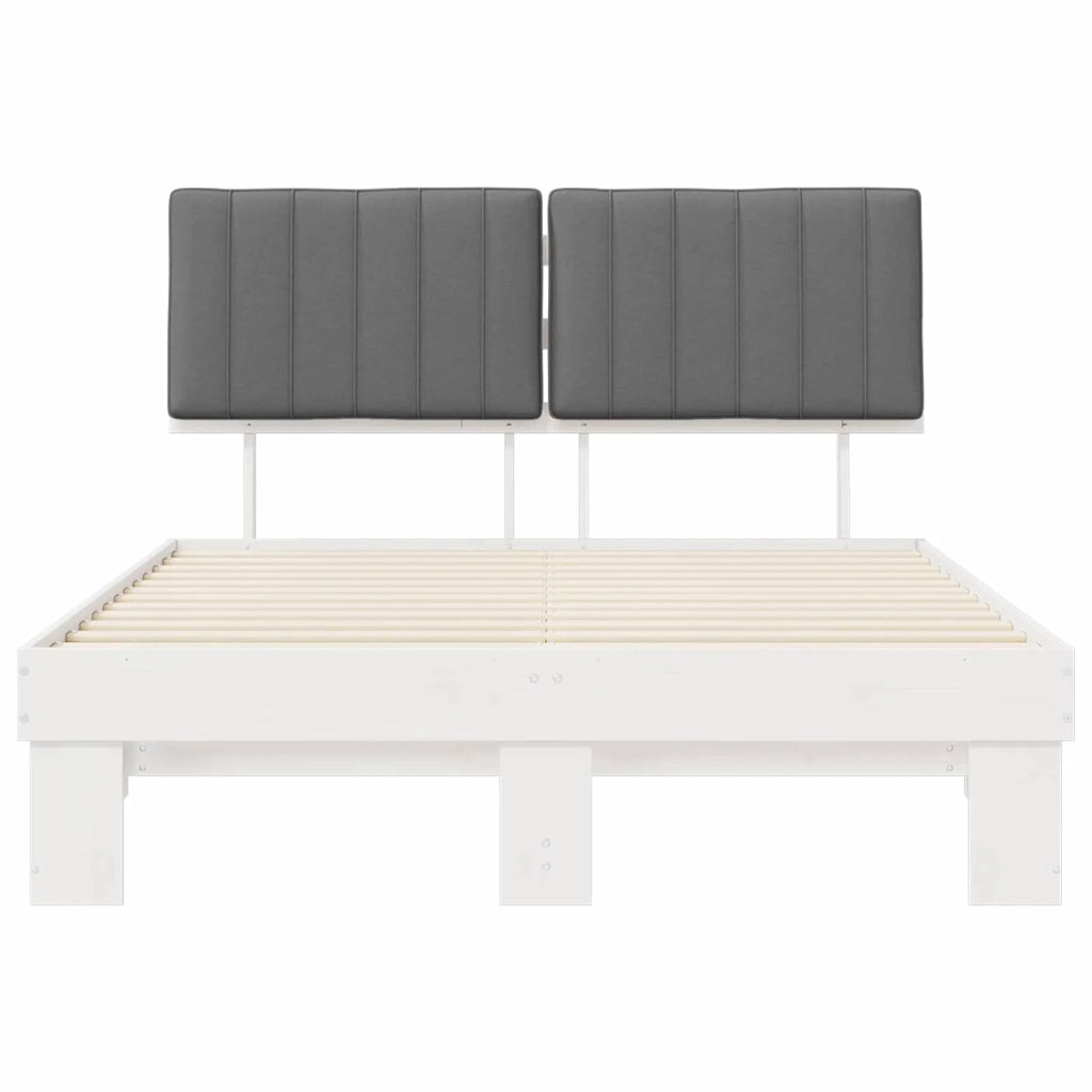 Letto con Testiera Rivestita Grigio chiaro 140 x 200 cm