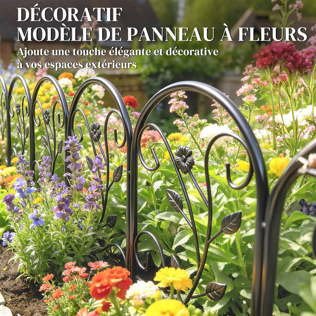 Pannello Recinzione Giardino 5 Pezzi 80x60 cm ¨C Zephmum ¨C Nero Antiruggine