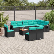 Set Divani da Giardino 11 pz con Cuscini Nero in Polyrattan 3224615