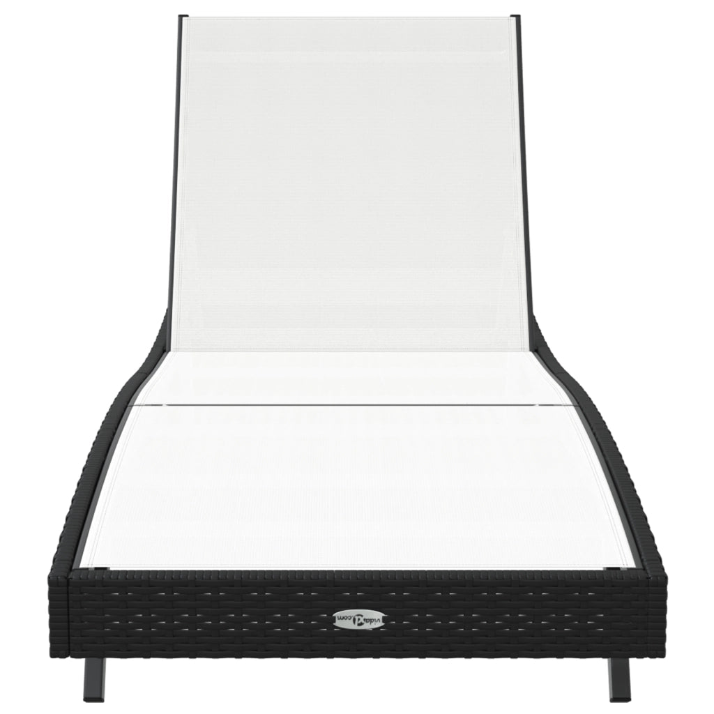 Lettino Prendisole Nero Rattan e Textilene