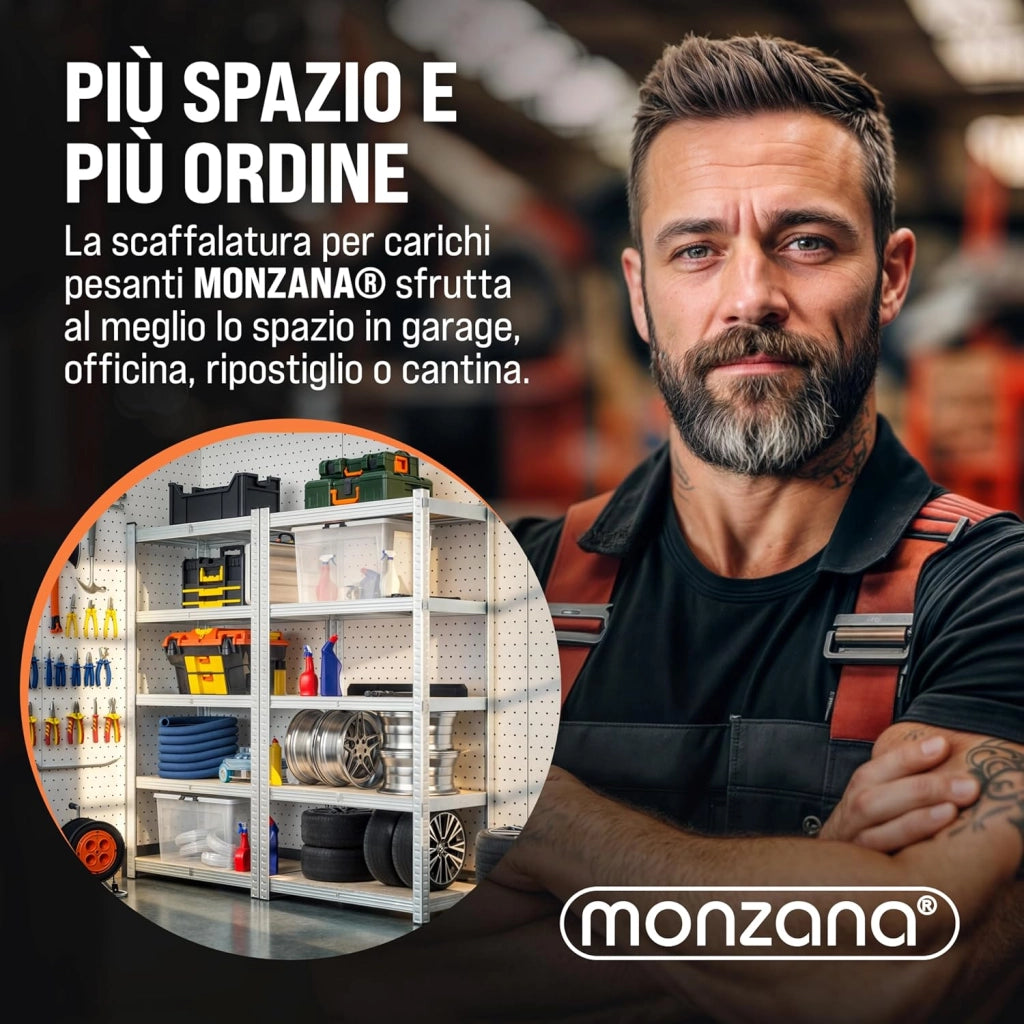 Scaffale ad alta portata 2pz in metallo capacità di carico totale 875kg 180x90x60cm 5 ripiani