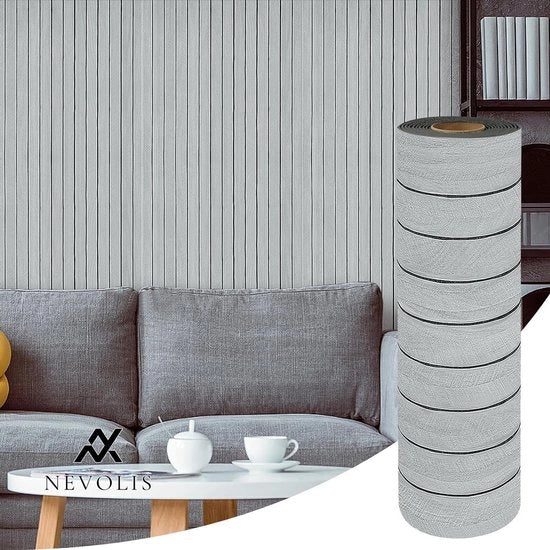 Pannelli di parete 3D in PVC flessibili da 40 x 3 m con adesivo a forma di tavole di legno per decorazione interna - Blu chiaro.