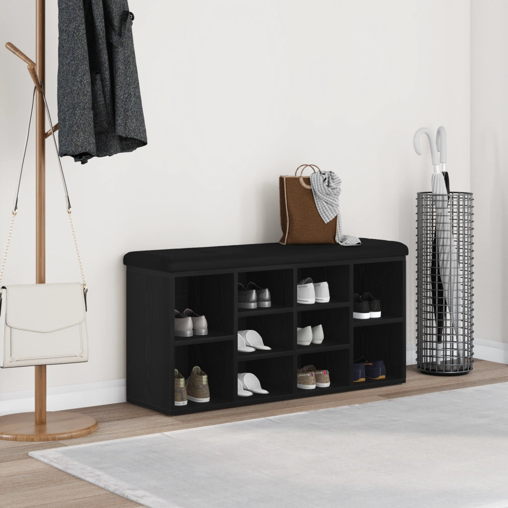 panchina da stoccaggio  Nero Rovere 100x30x48 cm Legno ingegnerizzato