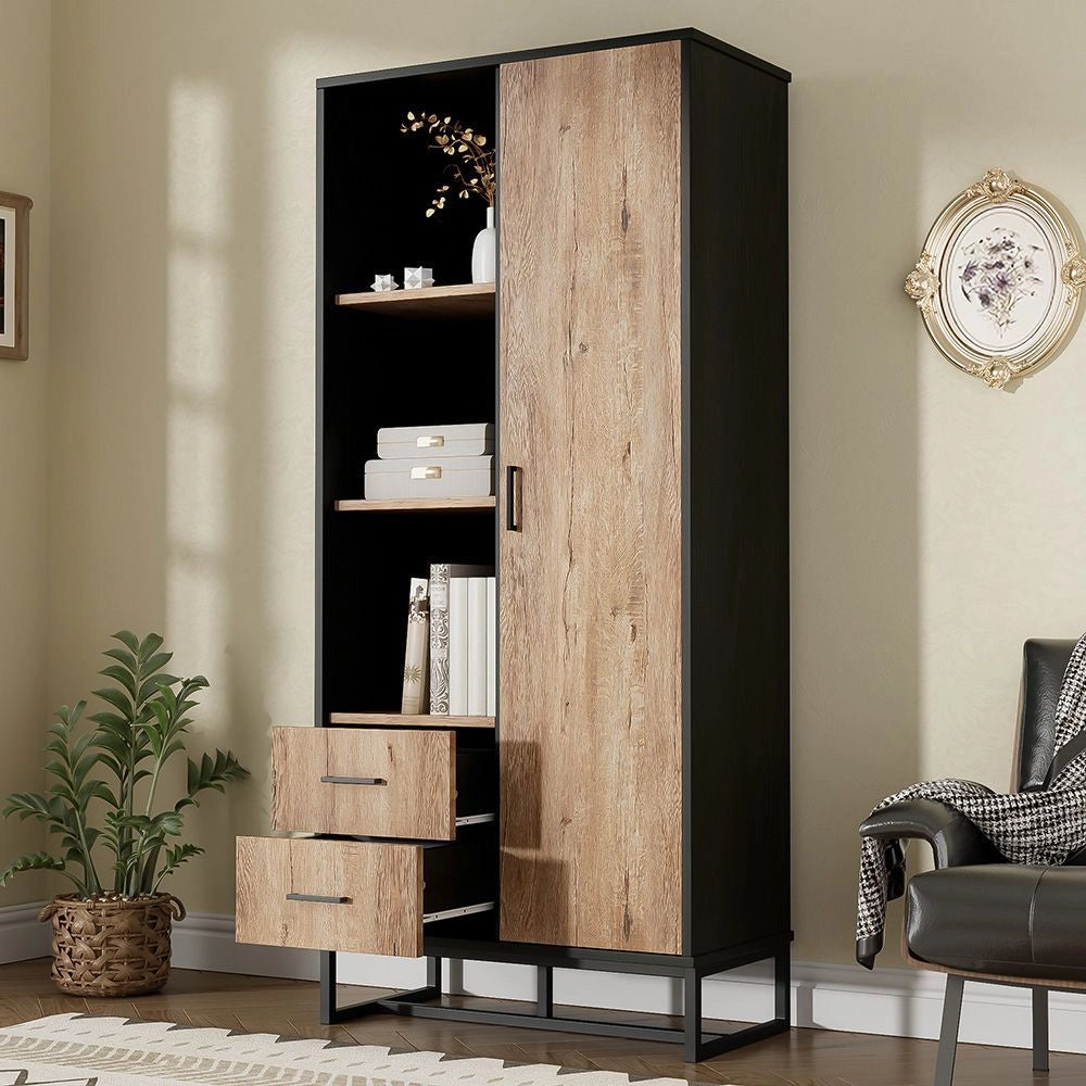 Armadio - Xylo - 80x40x180cm legno/nero 3 scomparti