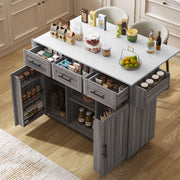Carrello da cucina con piano ribaltabile 139x46(71)x91;5 cm; grigio e bianco