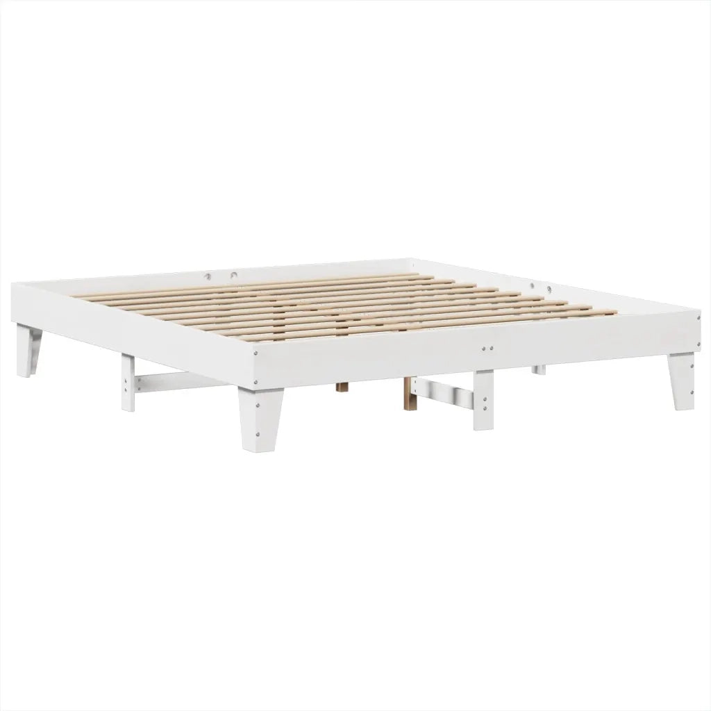 Letto matrimoniale | Letto per adulti | Giroletto senza Materasso Bianco 200x200 cm Legno Massello Pino