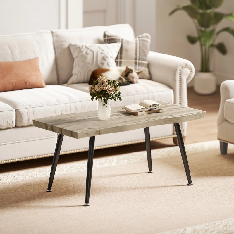 TAVOLINO DA SALOTTO 100 x 50 x 45 cm Rovere con gambe in acciaio