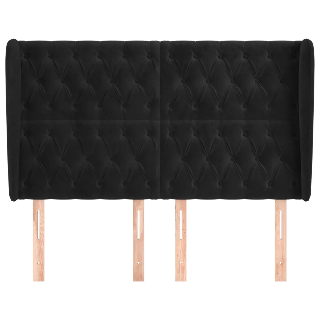 Testiera | Testata ad Orecchio Nera 163x23x118/128 cm in Velluto