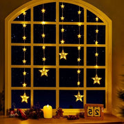 Decorazione di Natale Lampada da parete con stelle Timer batteria per finestra Interno Esterno Bianco caldo IP65 Con ganci 8 modalità.