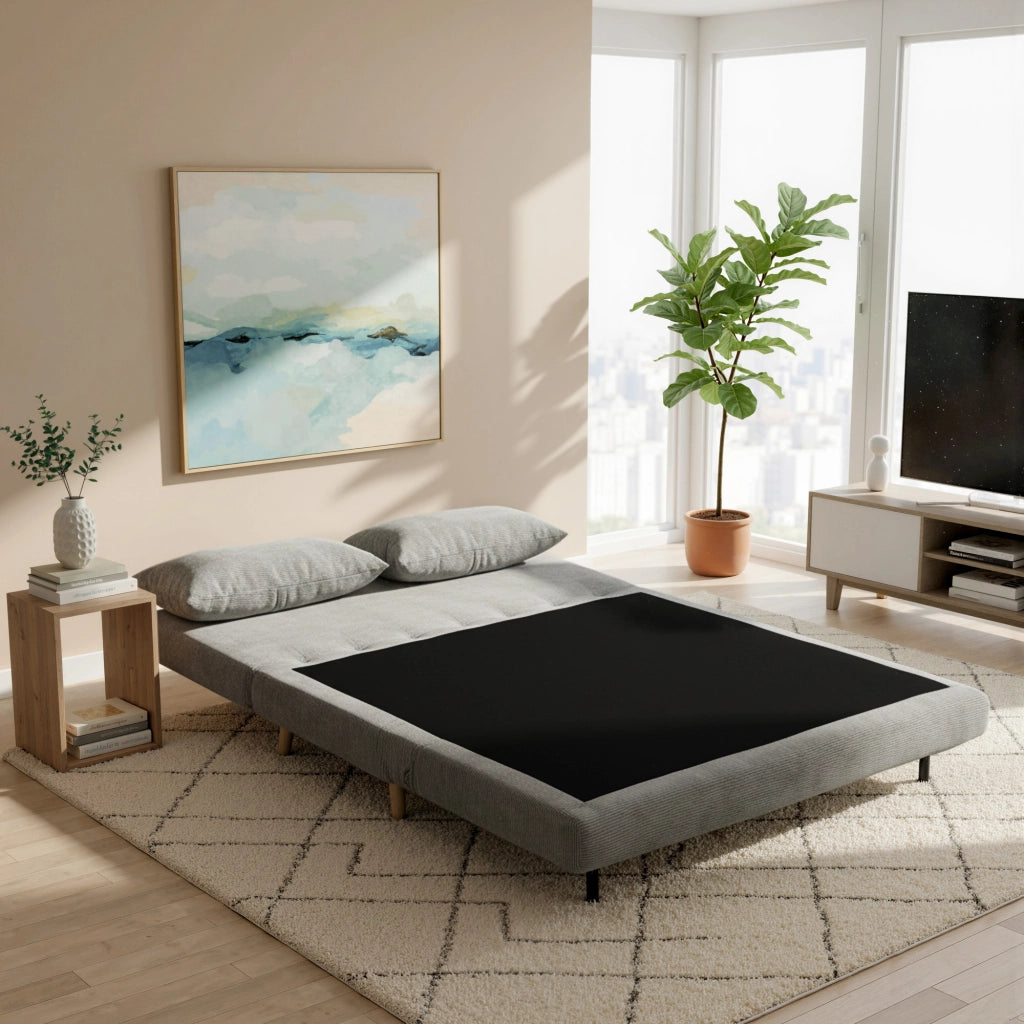 Divano Letto ¨C Zephmum ¨C Grigio Tessuto 141x90x81 cm