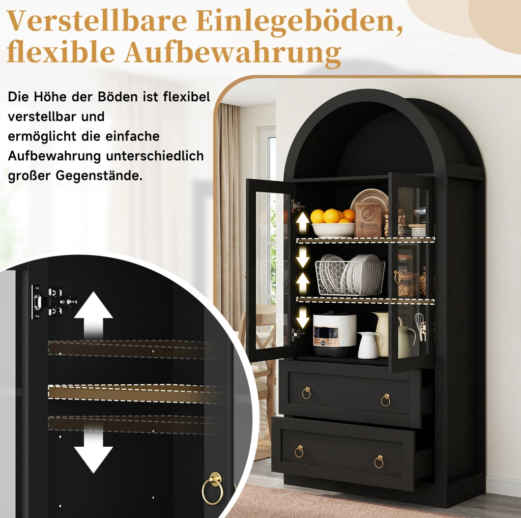 Mobile contenitore alto con ante in vetro, 80 × 36 × 170 cm