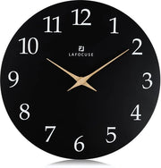 Orologio da Parete in MDF 30cm in Legno Nero Senza Suono di Ticchettio, Orologio da Parete Moderno e Silenzioso a Batterie, Facile da Leggere per Soggiorno, Camera da Letto, Cucina e Ufficio