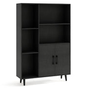 Libreria moderna con 5 scomparti aperti e mobiletto portaoggetti sicuro 80 x 23,5 x 119 cm legno MDF nero 20_0018339