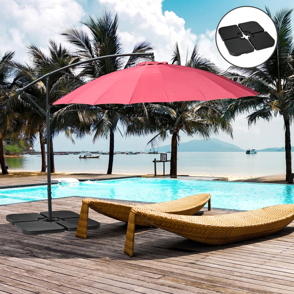 Set 4 Pezzi Impilabili per Ombrellone con Maniglie ¨C zephmum ¨C Nero HDPE 100x100x8.3 cm
