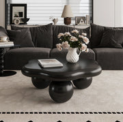 Tavolino da caffè a forma di nuvola ?80x35 cm; design arrotondato in MDF nero