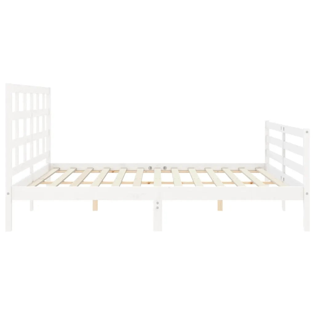 Giroletto con Testiera-Struttura Letto con testiera Bianco 200x200 cm in Legno Massello 341177