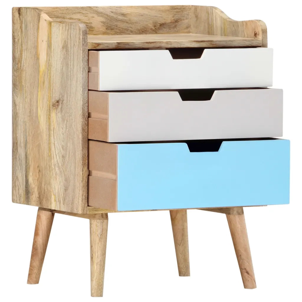 Comodino-Tavolino da notte 47x35x63 cm in Legno Massello di Mango