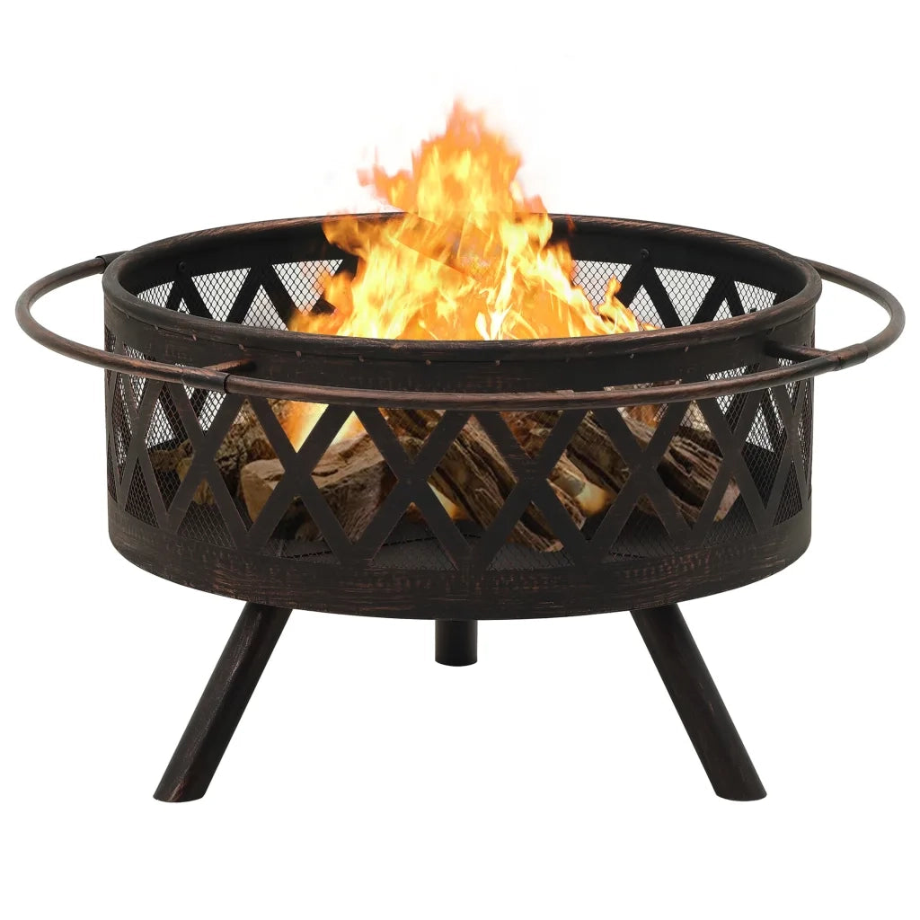 Braciere Rustico con Attizzatoio 76 cm XXL in Acciaio 311885