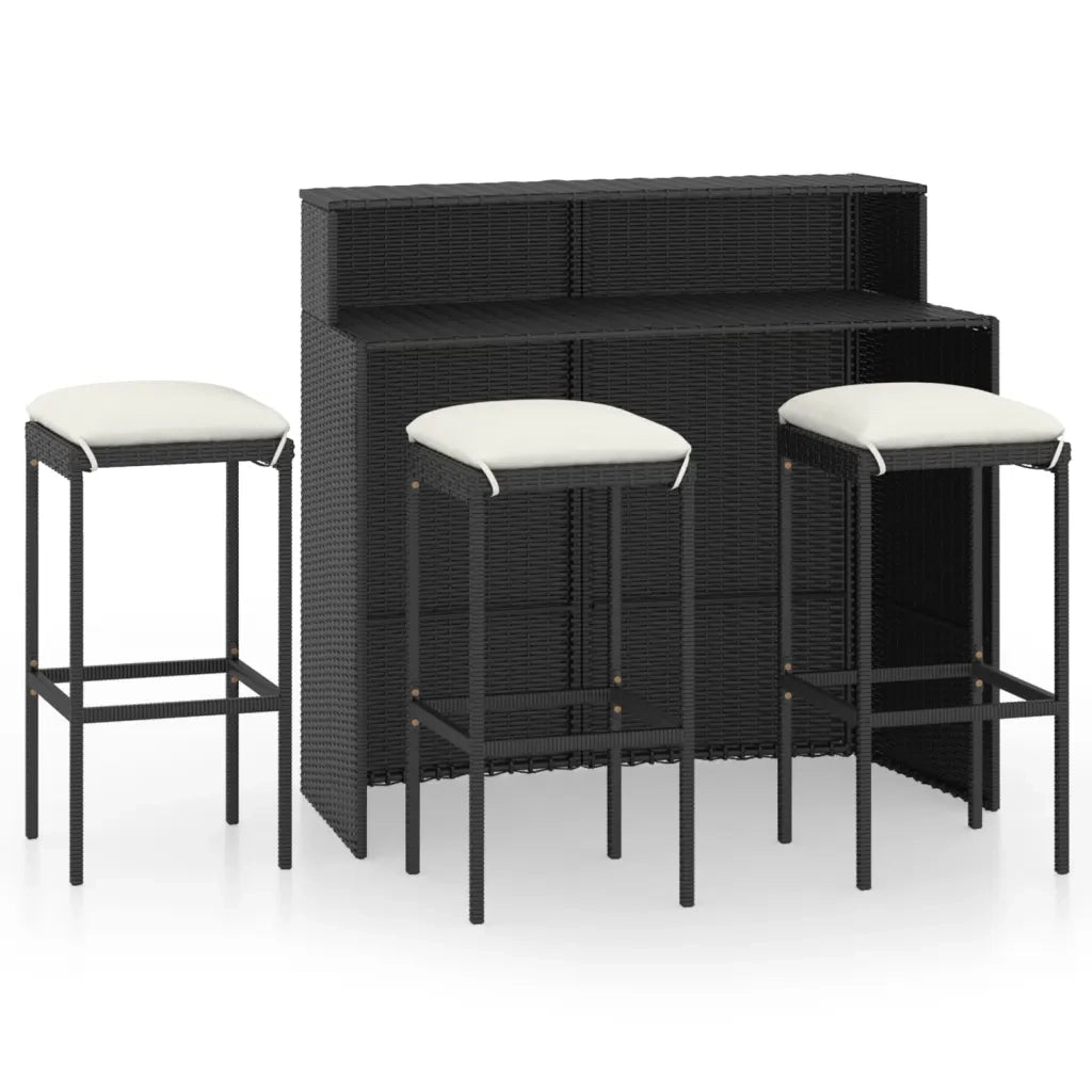 Set Bar da Giardino 4 pz con Cuscini Nero