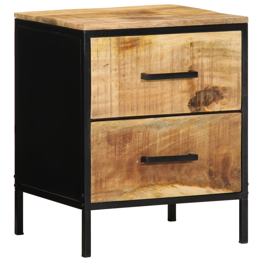Comodini 2 pz 40x35x50 cm Legno massello di mango grezzo