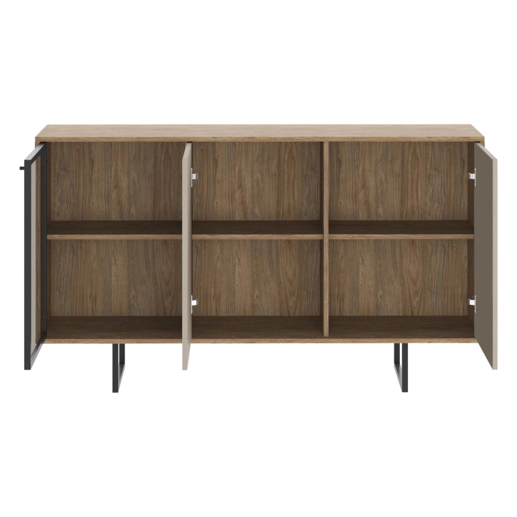 Madia Capena, Credenza Cassetti, 184x40x87h cm Marrone Noce
