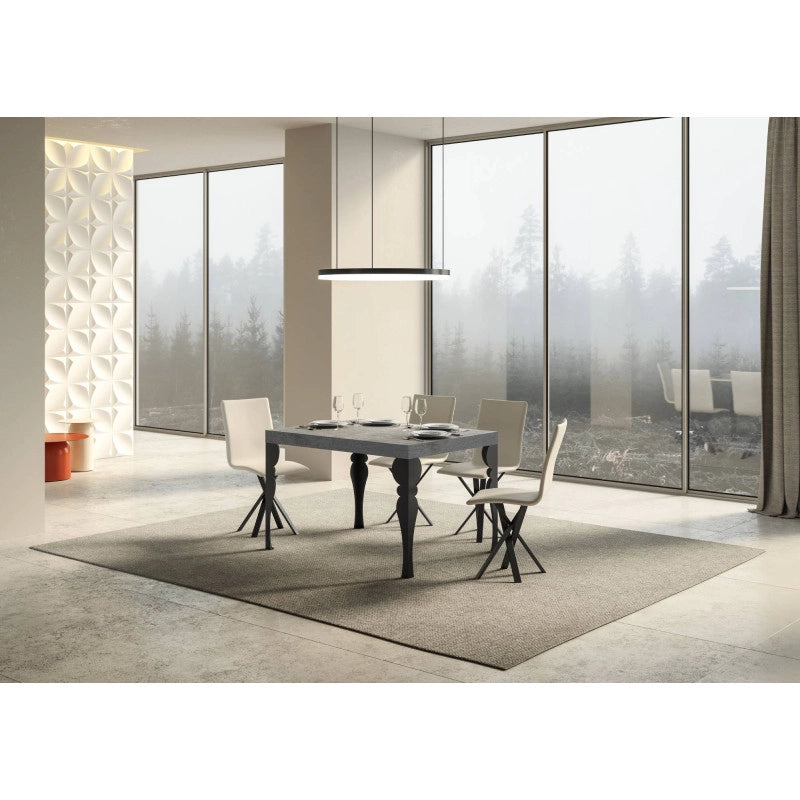 Tavolo allungabile 120/380x90 cm Paxon telaio Antracite - Cemento
