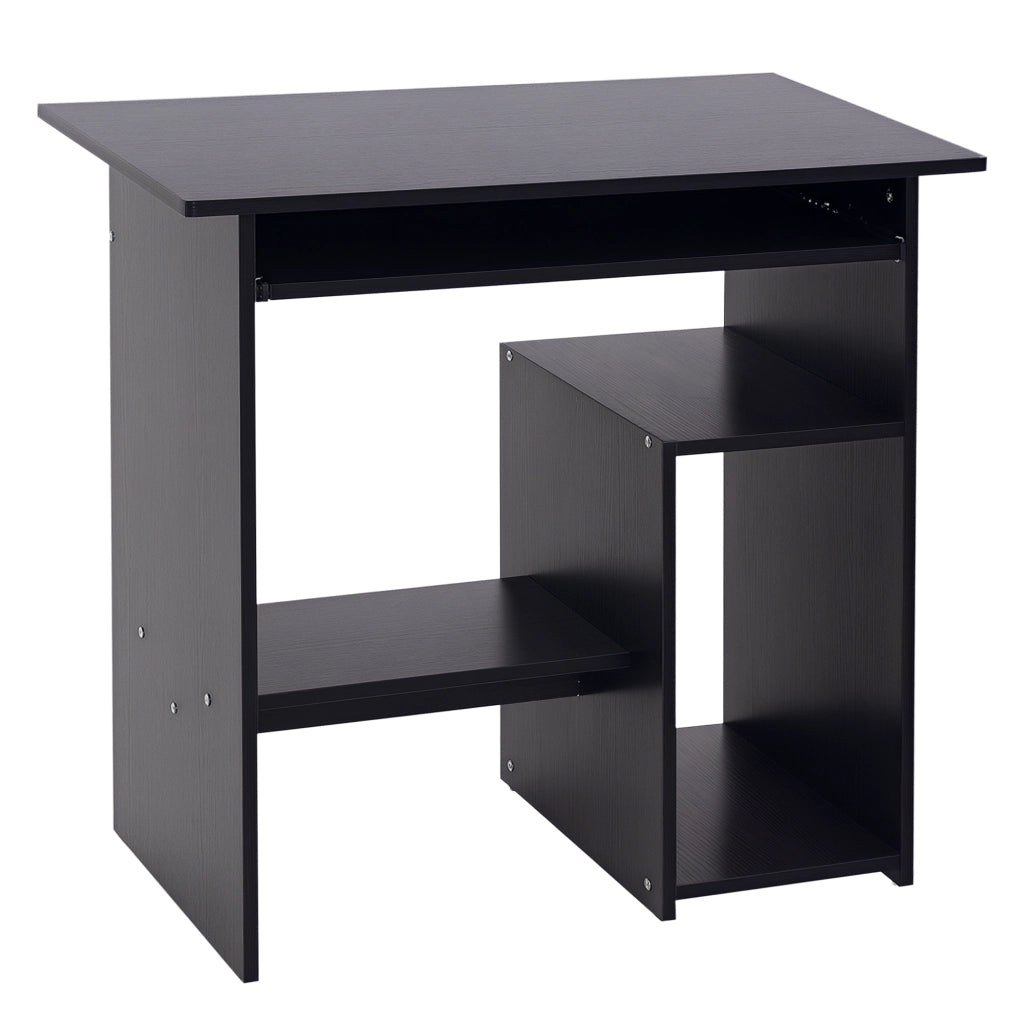 Scrivania PC Moderna in Legno con Ripiano per CPU e Spazio per Tastiera Estraibile, 80x45x75 cm, Nero