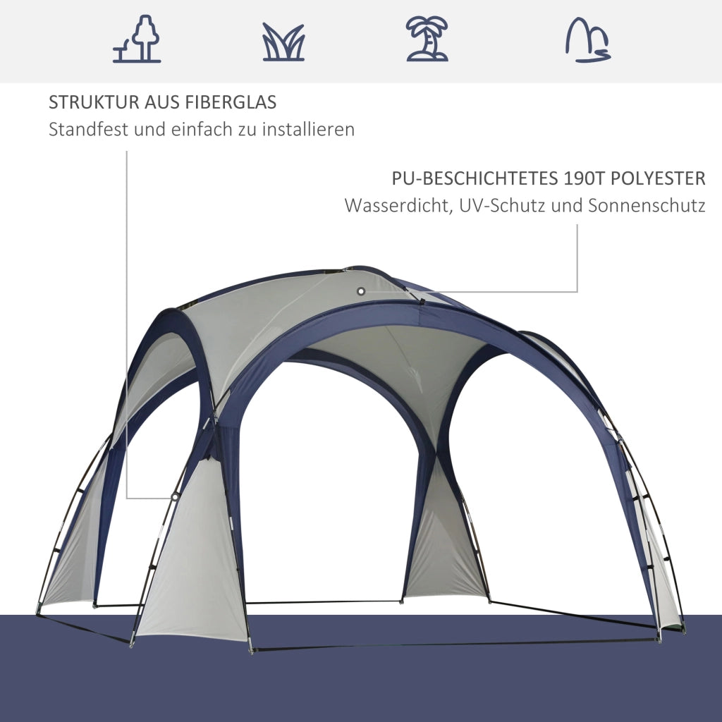Tenda da campeggio Tenda da giardino Tenda Tenda Tenda Tenda Solare Pallino Impermeabile Palo in fibra di vetro resistente alle intemperie + Poliestere Crema Bianco + Blu 3;5 x 3;5 x 2;3 m