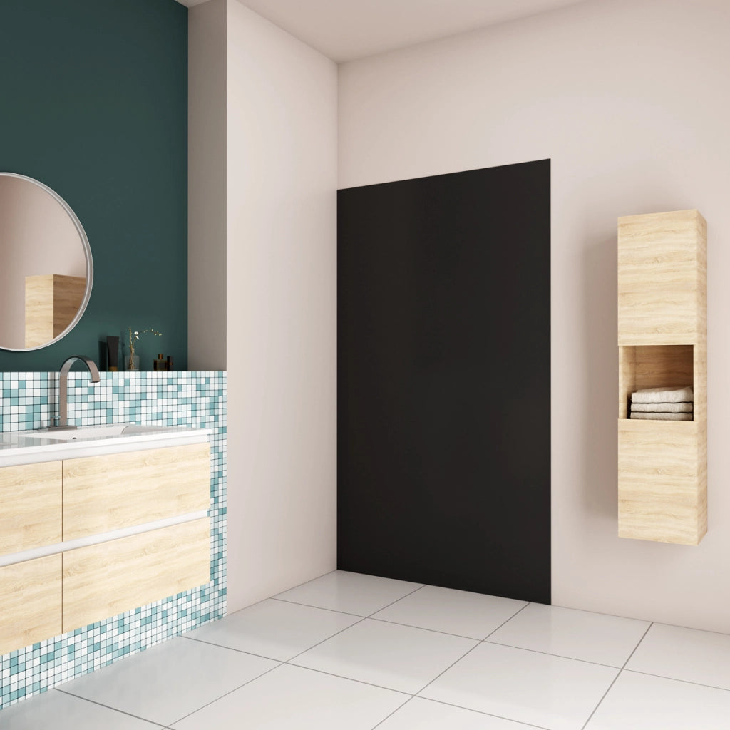 90x210 cm Pannello Doccia Realizzato in Alluminio Spessore 3mm con Profili Finitura Nero Opaco per Rivestimento Parete Bagno