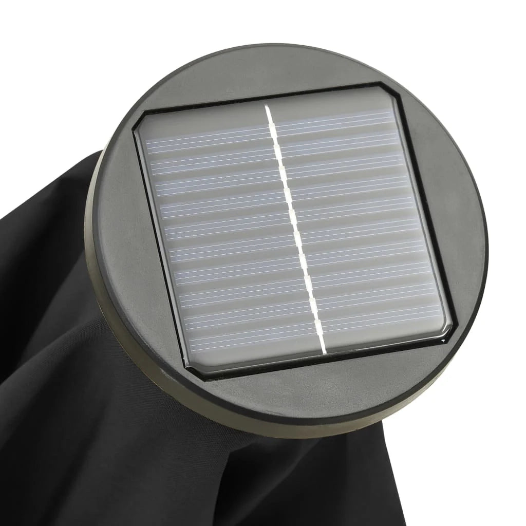 Ombrellone con luci a LED 200 x 211 cm alluminio nero 02_0008091