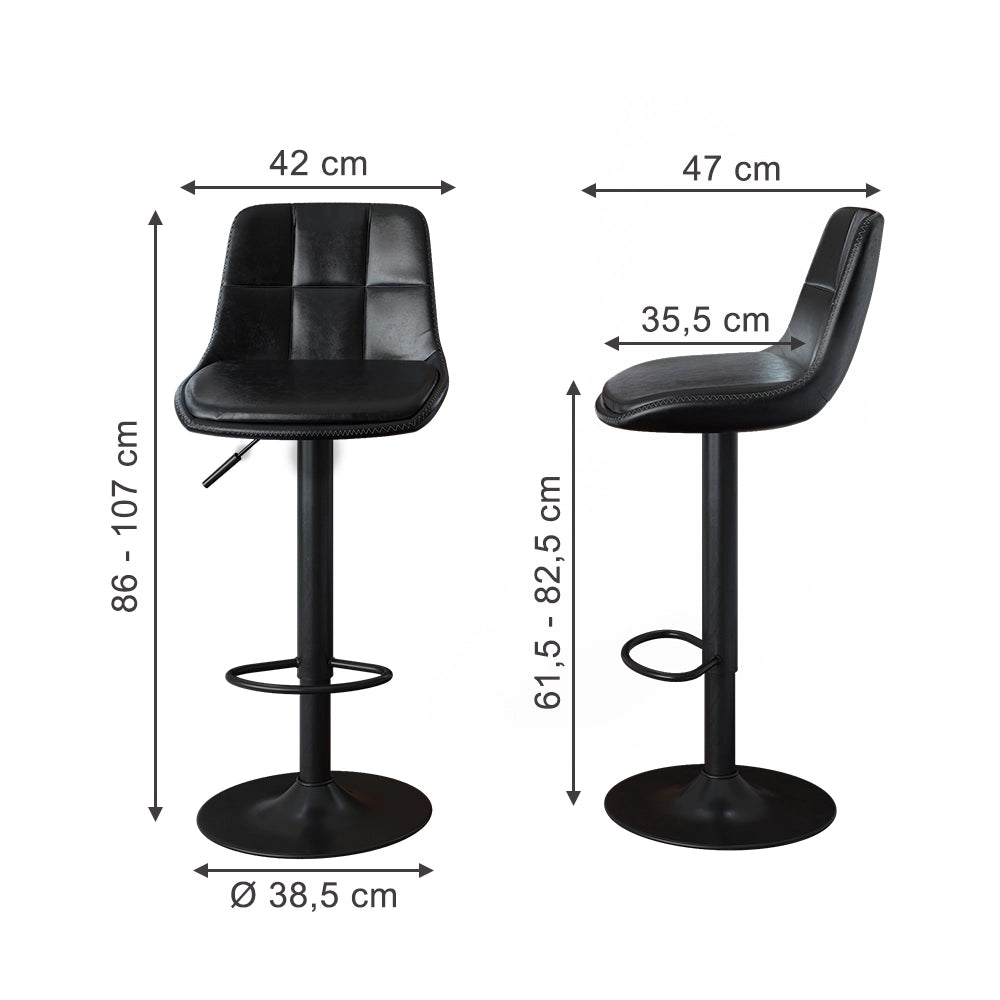 Set di 2 sgabelli da bar Sena Nero 42 x 86 cm Vicco