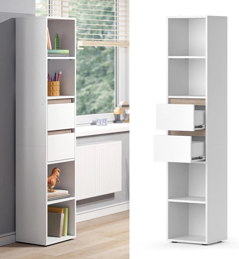 Libreria Robert, Bianco, 36.2 x 171 cm, per la conservazione di libri e decorazioni nell’area living