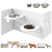 Ciotola Rialzata Doppia per Cani ¨C Xylo ¨C Altezza Regolabile con Sistema Alimentazione Lenta 63x58,5x40 cm Bianco