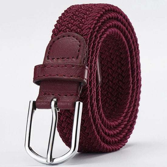 Riem elastico a intrecciatura borgognona per uomini e donne, cintura decorativa versatile 107*2,5 cm