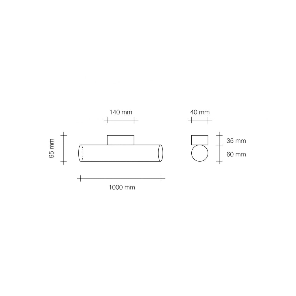 PIRGOS lampada tubo cilindrico da Parete/Soffitto 100 cm bianco in alluminio LED 3000k 2000lm 19,2w