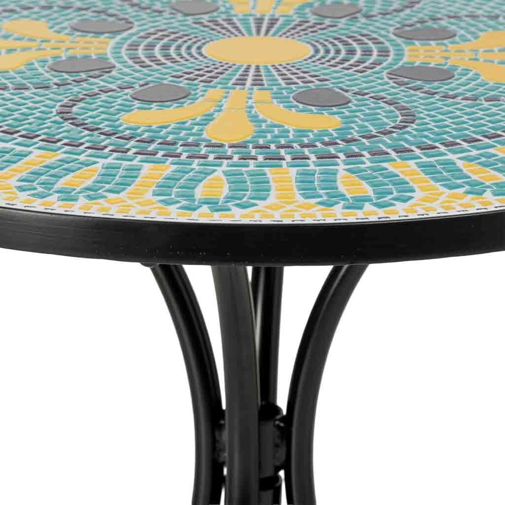 Set tavolo e 2 sedie in metallo, 60x60x75h cm, 38x46x90h cm