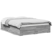 Letto matrimoniale | Letto per adulti | Giroletto Cassetti Grigio Sonoma 135x190 cm Legno Multistrato