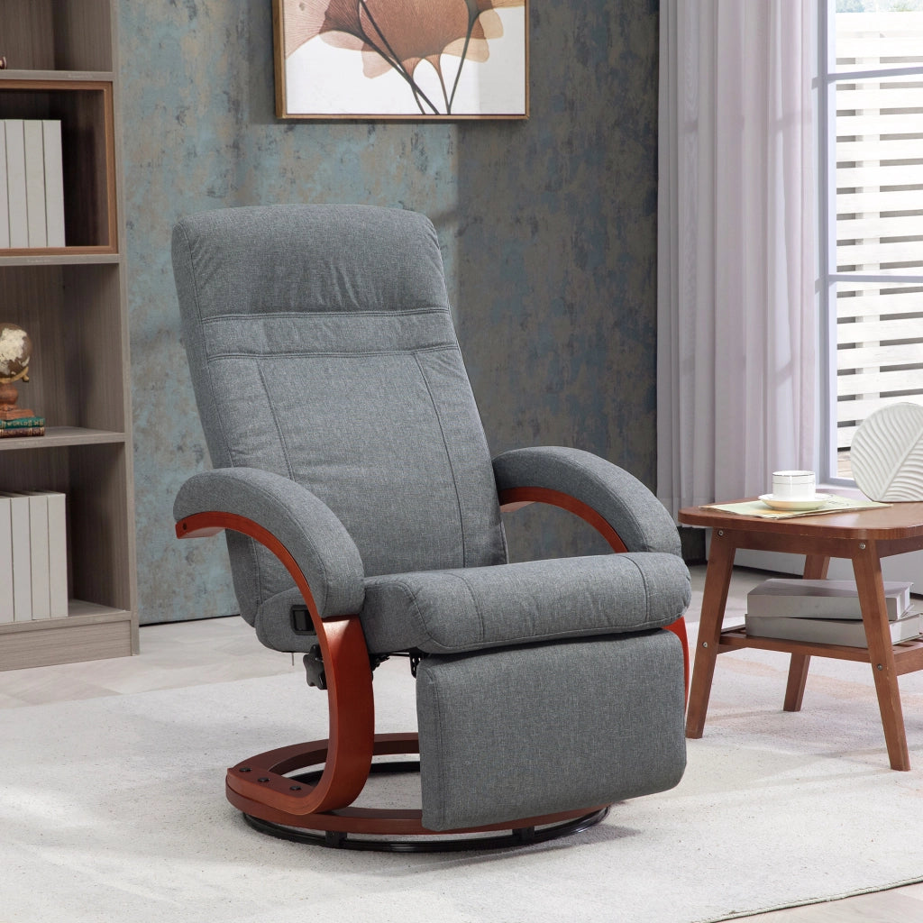 Poltrona Relax Reclinabile Girevole con Poggiapiedi ¨C Zephmum ¨C Grigio Tessuto