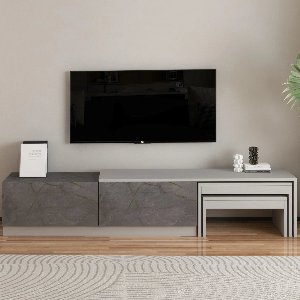 Porta TV in legno "Nest" - 180 x 30 x 36 cm - Grigio