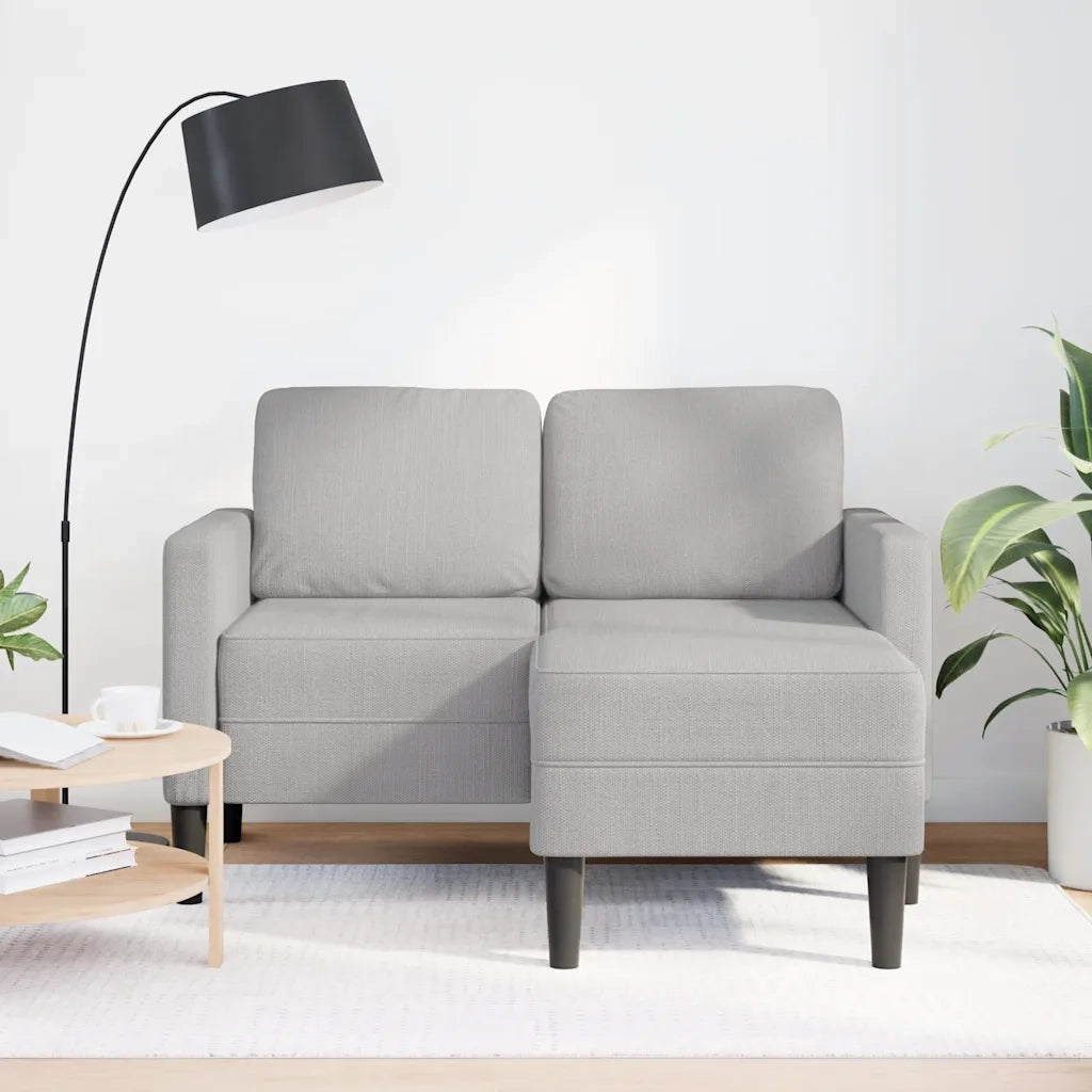 Divano 2 Posti con Chaise a L Grigio Nuvola 125 cm in Tessuto 4107067