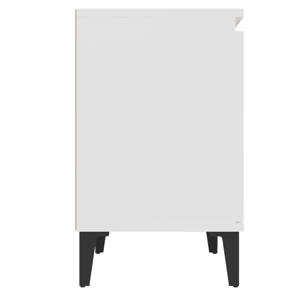 Comodini | Armadio da Notte | Mobiletto da notte con Gambe in Metallo Bianco 40x30x50 cm