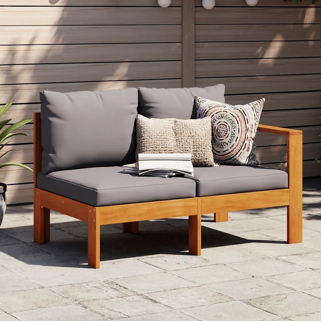 Divano Giardino con 1 Bracciolo 2 Posti-Sofa da Giardino-Divanetto da esterno Legno Massello Acacia