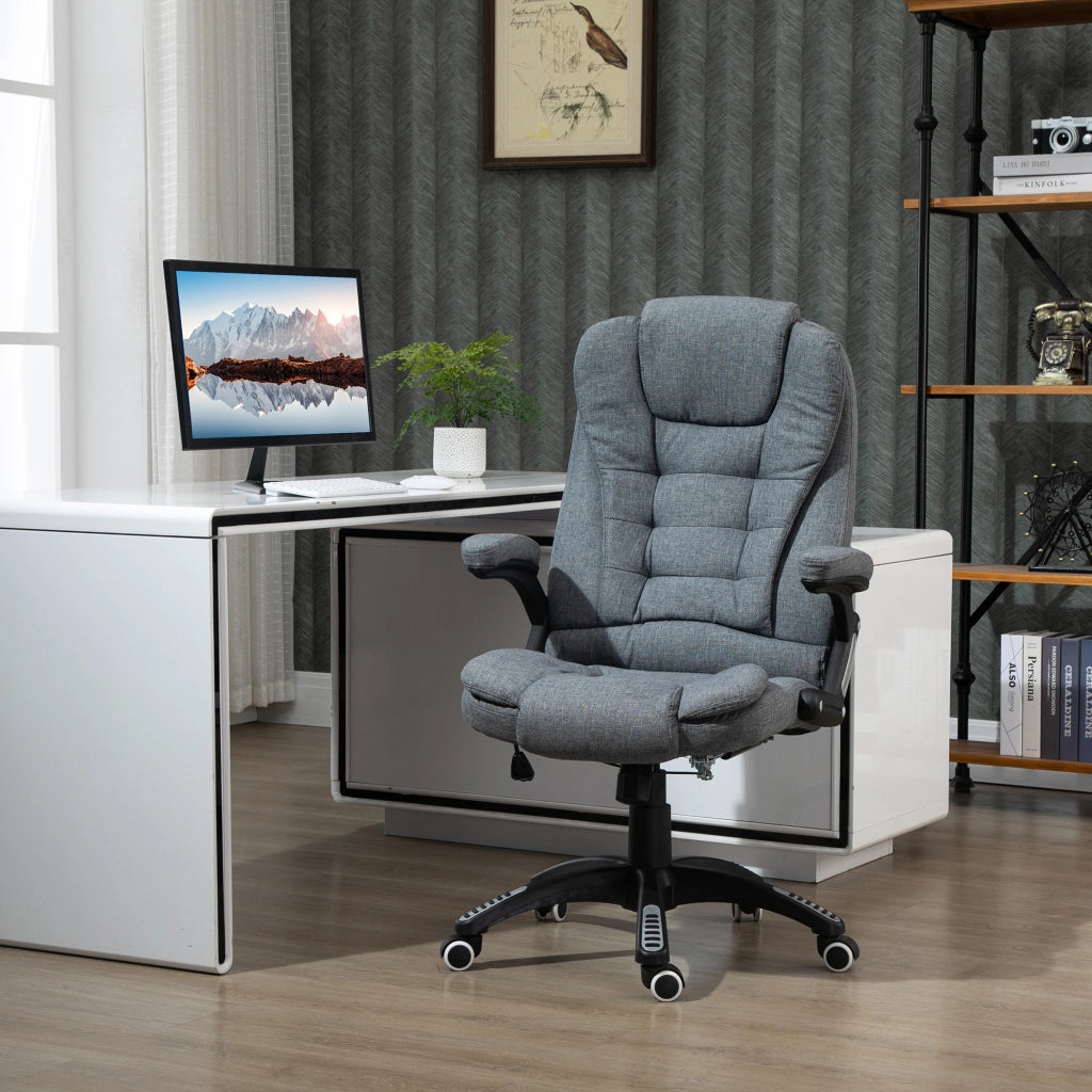 Poltrona da Ufficio Reclinabile e Girevole con Ruote ¨C Zephmum ¨C Grigio 65x72x110-120cm
