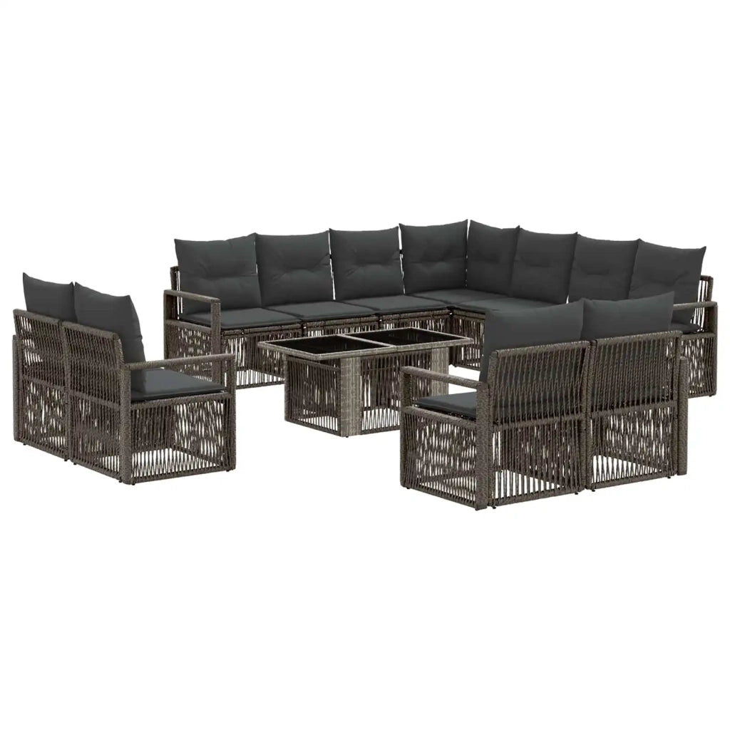 Set Divano da Giardino 12 pz Grigio e Grigio Scuro polyrattan 3437177