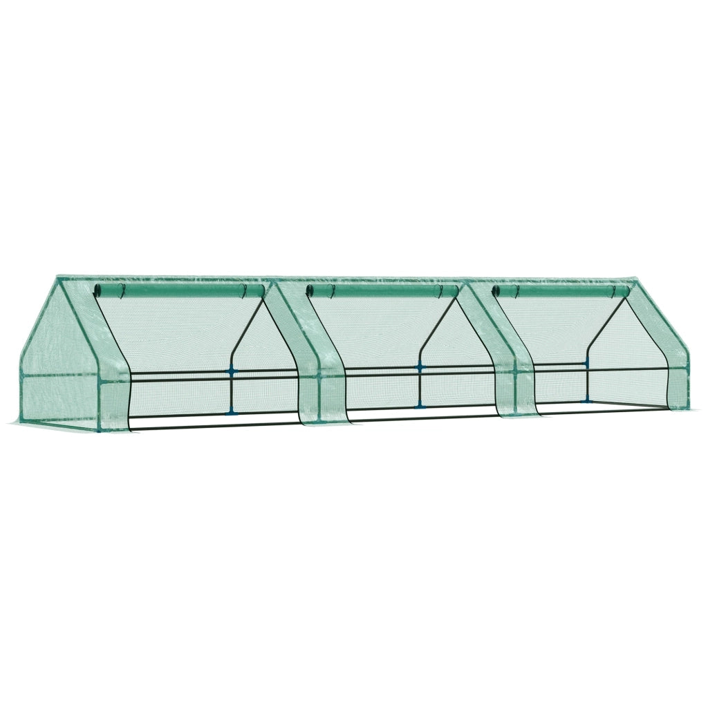 Mini Serra per Piante Impermeabile con 3 Ingressi Avvolgibili 400x100x80 cm Verde