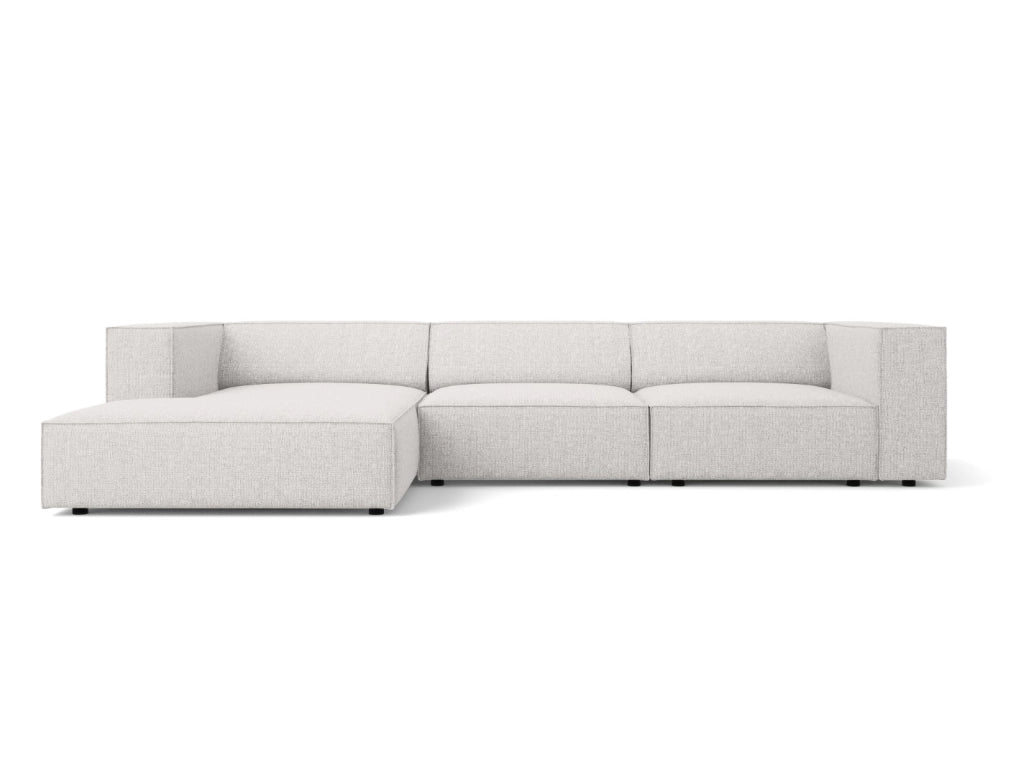 Cosmopolitan Design - Divano angolare sinistro "Arendal" 4 posti in ciniglia grigio chiaro 