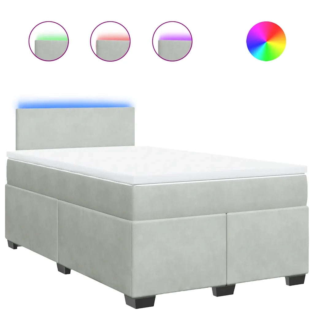 vidaXL Giroletto a Molle con Materasso Grigio Chiaro 120x190cm Velluto