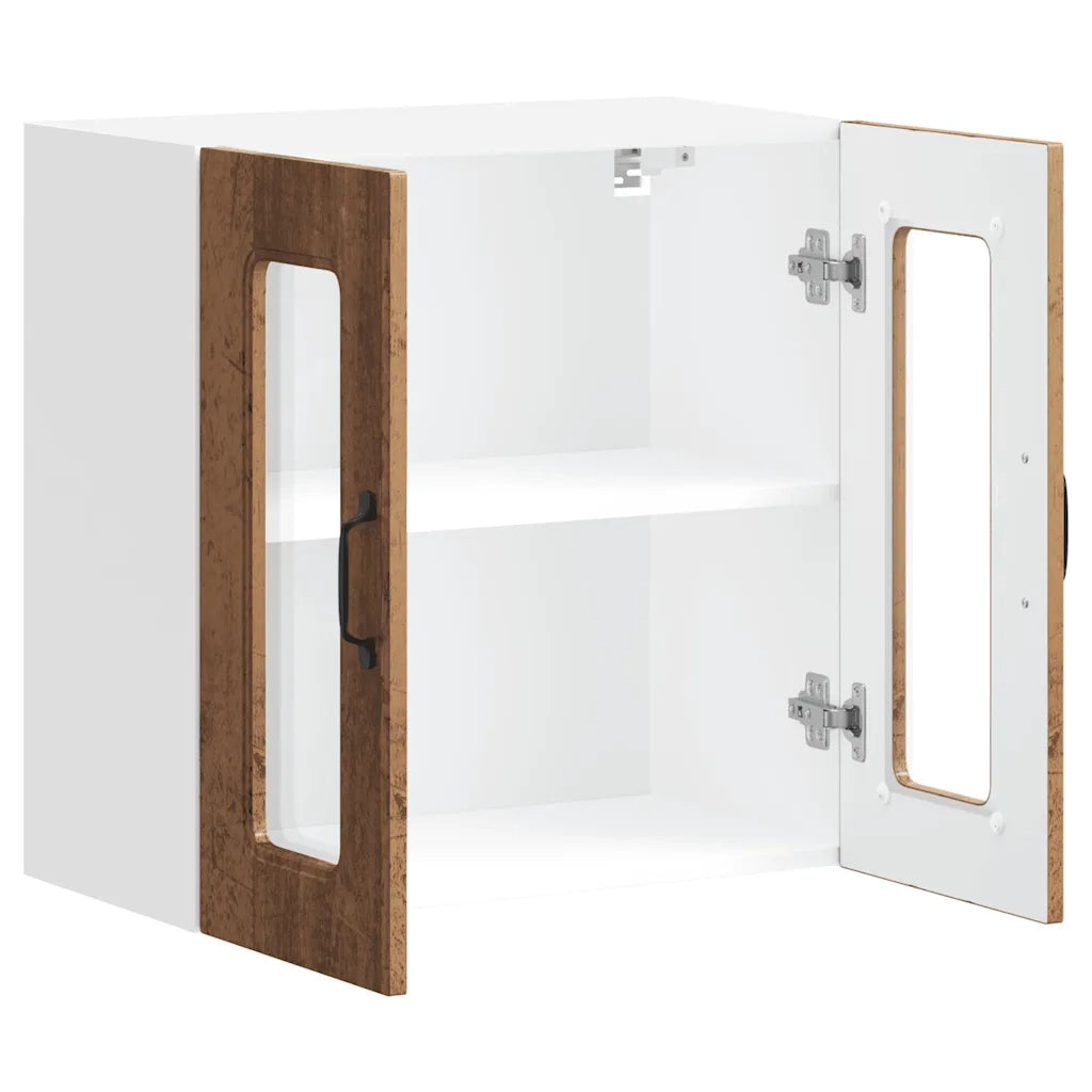 Pensile da Cucina con Porta in Vetro-Mobile Cucina da Parete Kalmar Legno Vecchio 589331